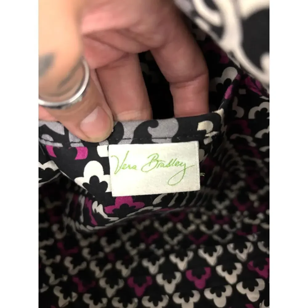 Vera Bradley Canterberry Magenta 2013‎ Tote Quilted Bag Black White READ